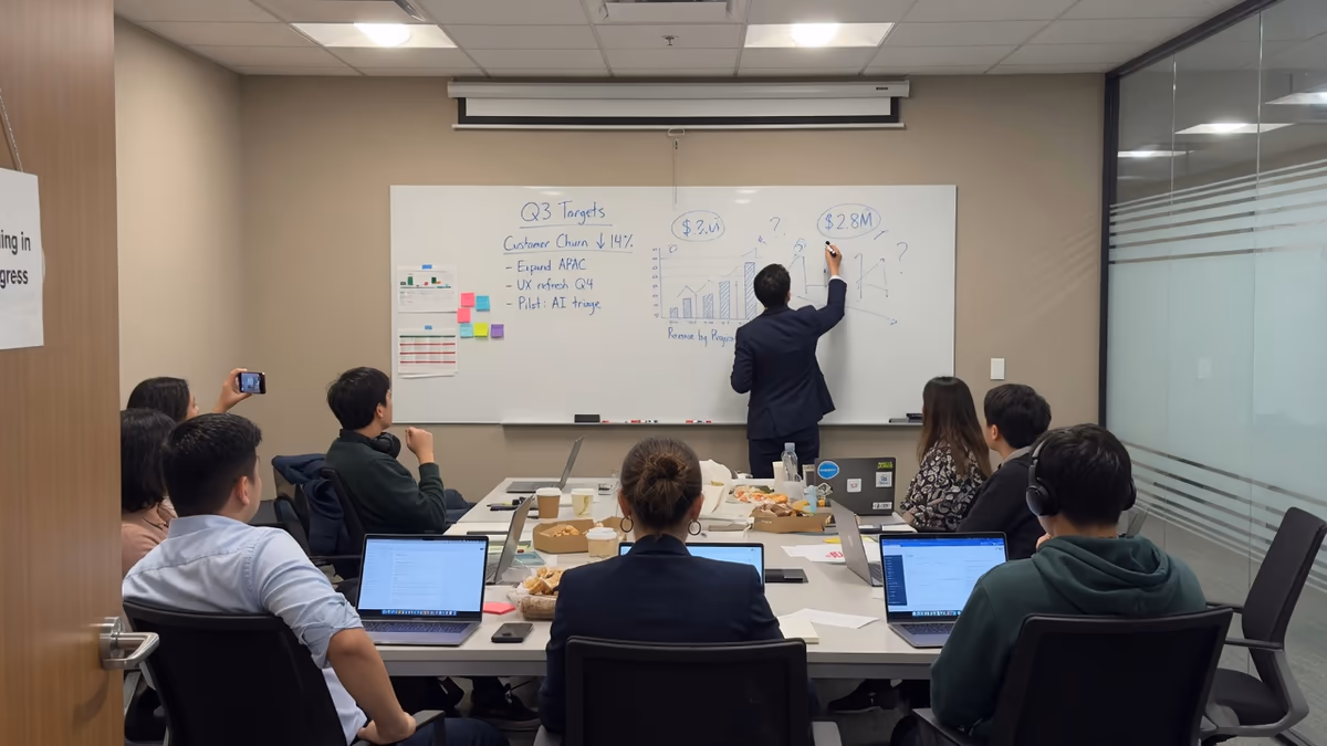 Small business owner team meeting — Davis Legacy Life business coverage